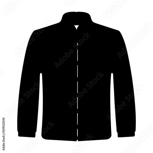 Simple black jacket illustration with stand up collar and full sleeves