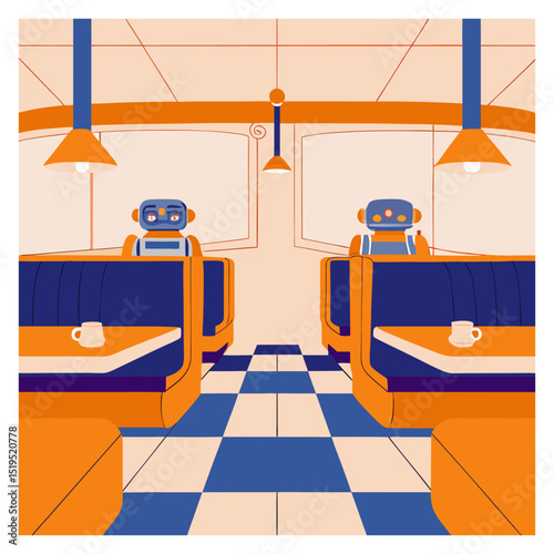 Retro Diner with Robot Patrons