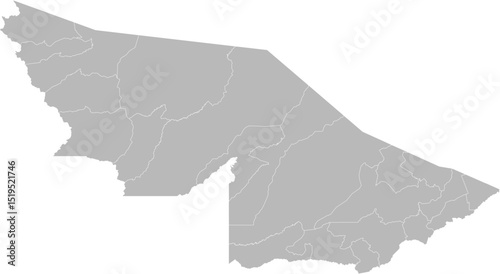 Acre, Brazil – administrative vector map with municipality boundaries (Web Mercator projection, PPT-compatible & fully editable)