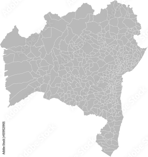 Bahia, Brazil – administrative vector map with municipality boundaries (Web Mercator projection, PPT-compatible & fully editable)