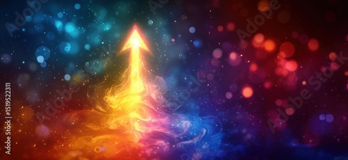 Wallpaper Mural Colorful abstract arrow symbolizing growth and progress in vibrant cosmic background Torontodigital.ca