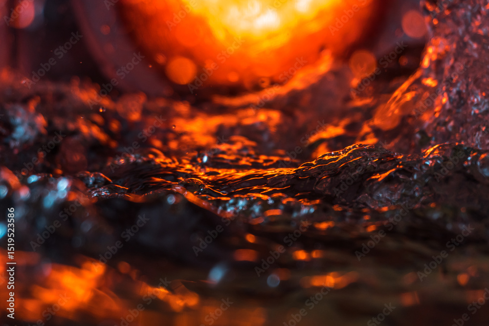 imitation of the sea in the lava of a volcano, the texture of the water rumbles chaos with bubbles created by the air that comes out in the red light imitation of the sea in the lava of a volcano, the texture of the water rumbles chaos with bubbles created by the air that comes out in the red light