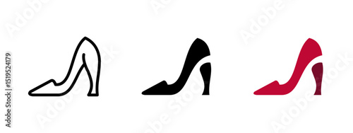 Shoe icon. Classic high-heeled pump with pointed toe vector illustration. Elegant feminine footwear for formal events symbol. Stylish fashion accessory sign. Chic wardrobe pictogram.