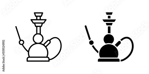 Hookah icon. Traditional water pipe with hose and mouthpiece vector illustration. Used for smoking flavored tobacco in lounges and cafes symbol. Shisha apparatus for relaxing leisure pictogram.