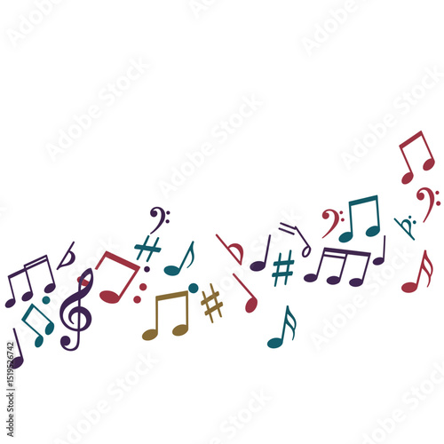 Music icons concept. Player and melody, songs and playlist. Treble clef and notes. Musical Notes design, Songs, Melodies
