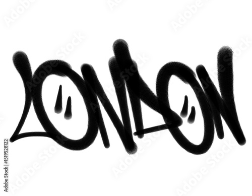 sprayed graffiti letters textured in black