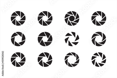 Camera Lens Aperture Set: Shutter Icons for Photography Branding and Design