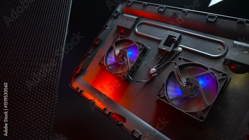 additional cooling for laptop stand black with two fans and backlight