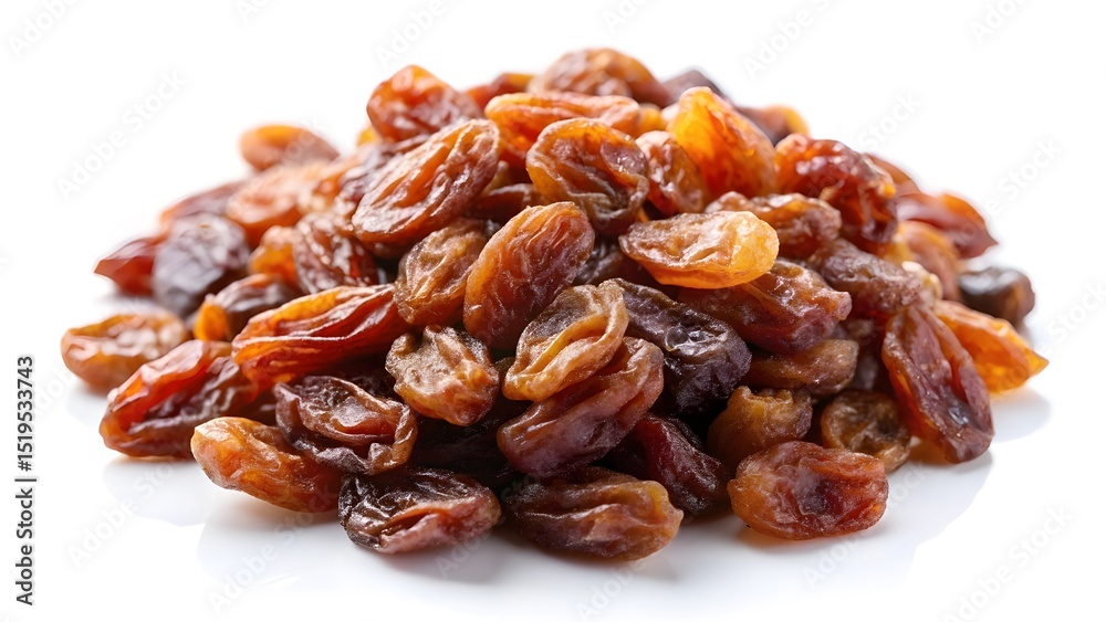 Obraz premium Pile of Raisins on White Background Close Up