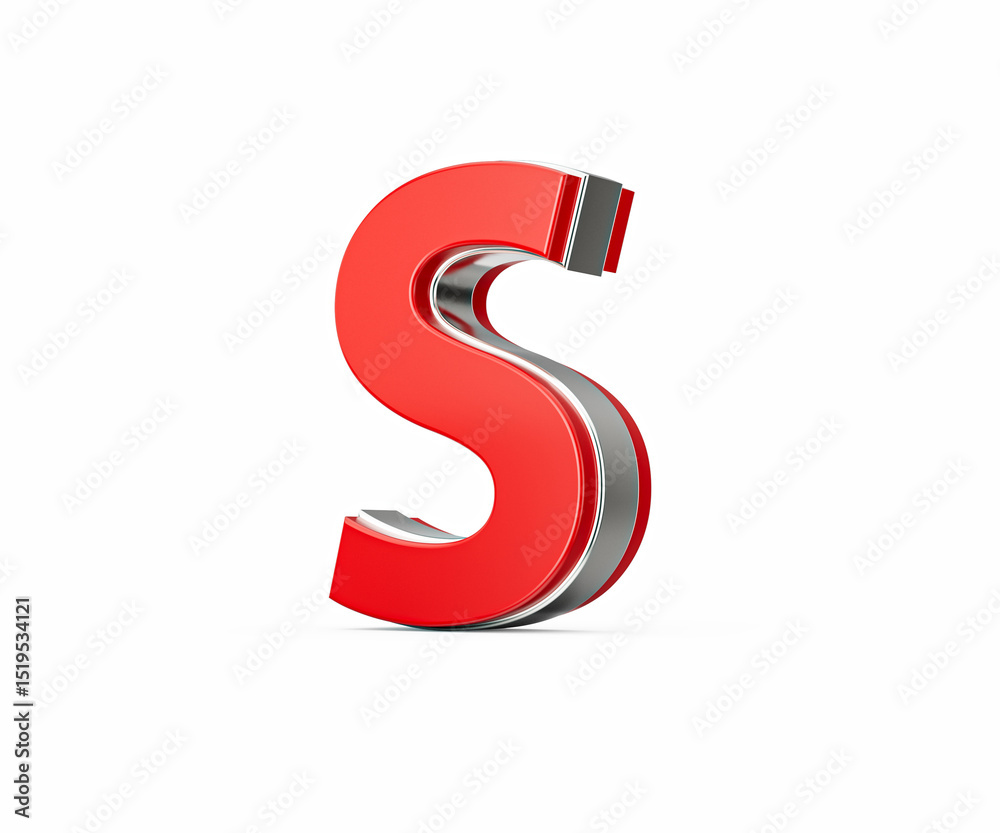 Fototapeta premium Vibrant Red Capital Letter S Gleams With Its Sleek Design Bold Font With Sharp Edges 3D Illustration