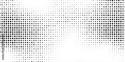 Halftone gradient. Dotted gradient, smooth dots spraying and halftones dot background seamless horizontal geometric pattern vector template set