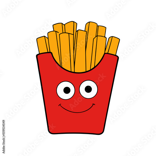 Funny french fries vector art illustration
