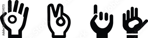 Vector illustration OK Hand Gesture Icon: Minimalist Line Art Design