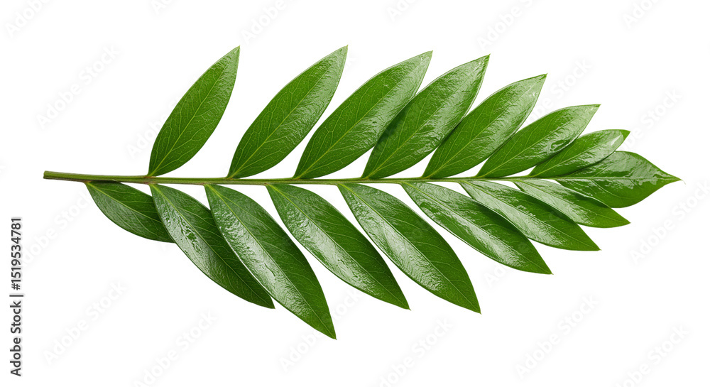 Fototapeta premium Lush green leaves on a delicate branch symbolize growth and serenity evoking peace against a on transparent background