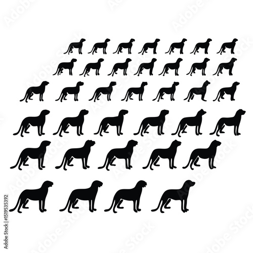 Silhouetted dogs pattern design,black domestic animals on white background repeatable vector image