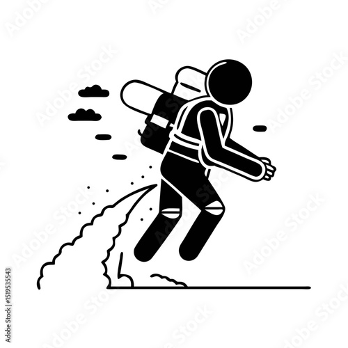 Jetpack silhouette design irradiated zones vector graphic
