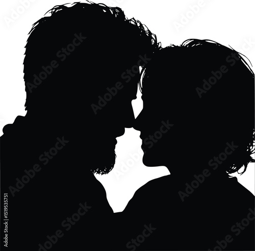 silhouette of a couple, silhouette of couple in heartfelt moment, emotional bond in black and white
