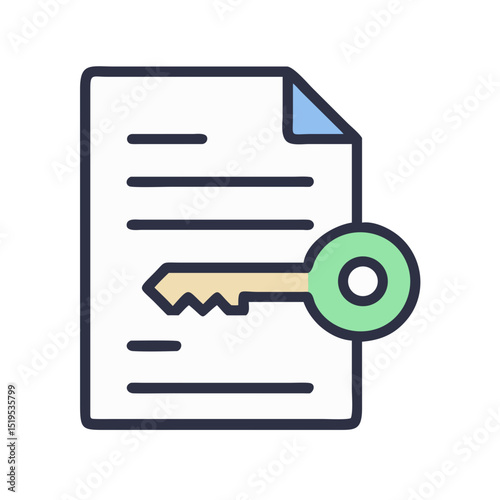 Secure document access key icon transparent background