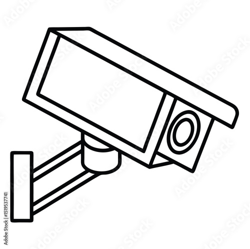 Security camera icon outline isolated on white background