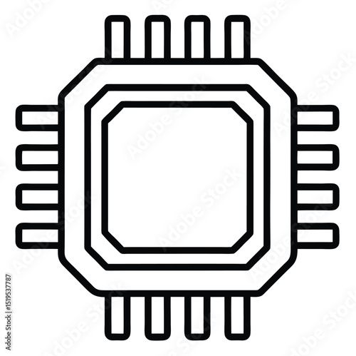 Microchip processor icon isolated on white background