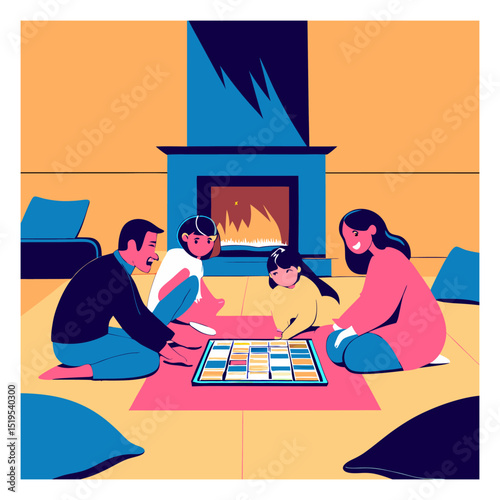 Family Relaxing in a Cozy Living Room