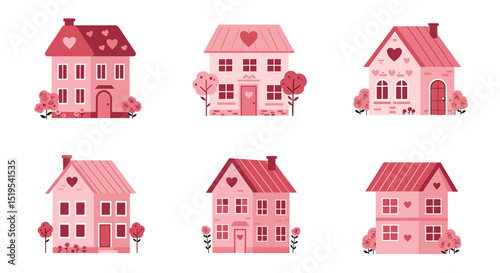 Cute pink houses collection