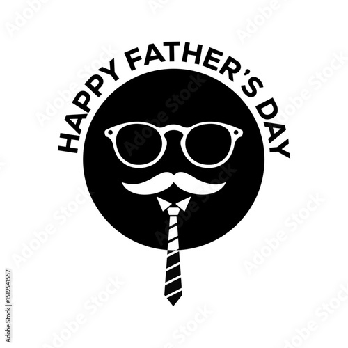 Happy Fathers Day Graphic with Mustache Glasses and Tie for Dad Gift Ideas