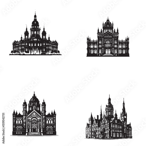 Timeless Historical Buildings Silhouette – Architectural Heritage & Cultural Legacy