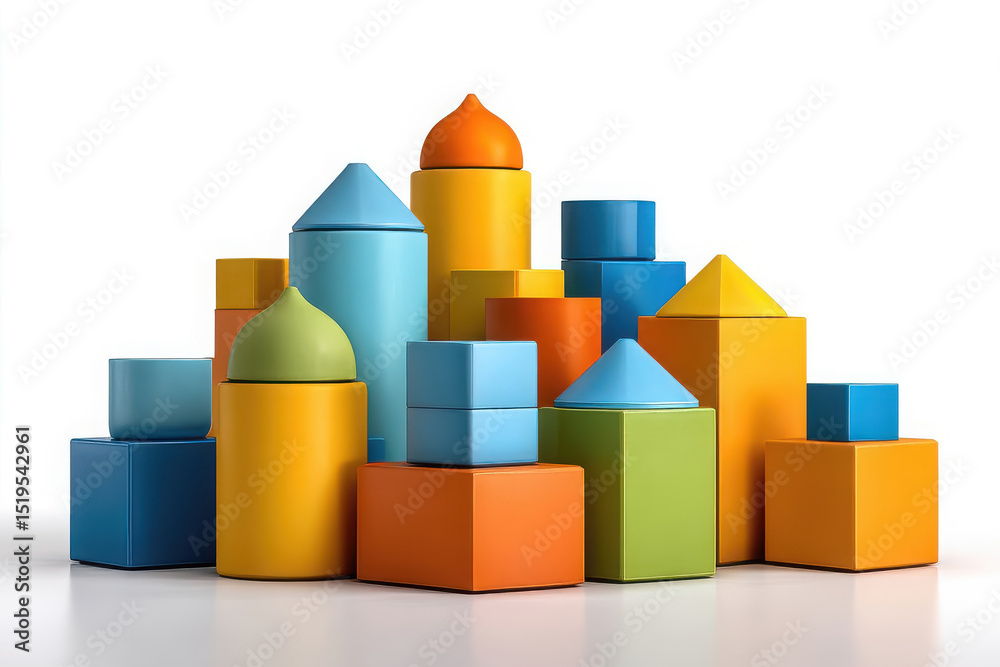 Fototapeta premium Colorful abstract geometric shapes composition