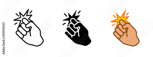 Knock icon. Human hand performing a knocking gesture with impact lines vector illustration. Symbol of knocking on door to alert or request entry sign. Attention gesture pictogram. Knock-knock sign.
