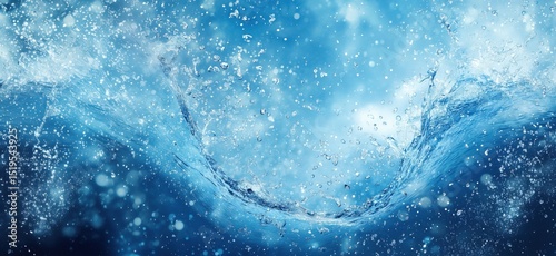 Wallpaper Mural Dynamic splash of water creating beautiful droplets and bubbles in blue background Torontodigital.ca