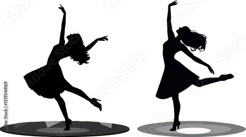 Female Dancers Silhouettes in Elegant Poses