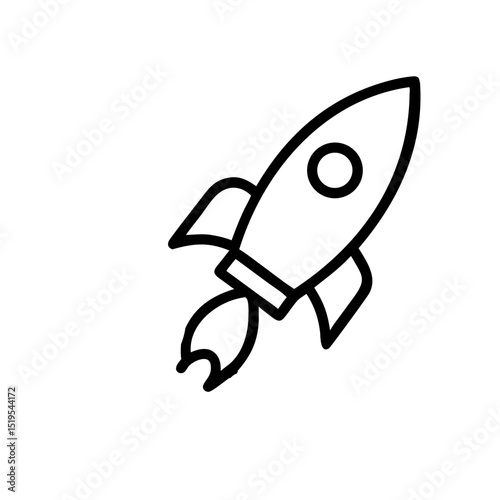 Rocket launched against a plain white background symbolizing adventure and exploration in technology and space travel