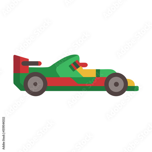 Colorful race car design showcasing a sleek shape and vibrant colors in a minimalist style appropriate for art or graphic use