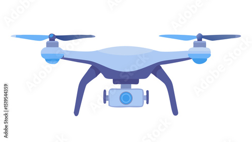 Drone with camera hovering in the sky captures aerial views during a bright sunny day in an open outdoor landscape