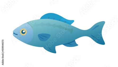 Colorful cartoon fish swims gracefully through a vibrant underwater environment with bubbles rising around it