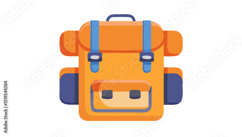 Bright orange backpack designed for camping and hiking adventures with straps and pockets for storage