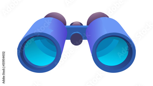 Bright blue binoculars resting on a white background for outdoor exploration and wildlife observation