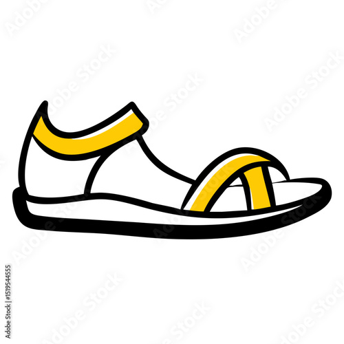 Stylish yellow and white sandal design showcased against a plain background
