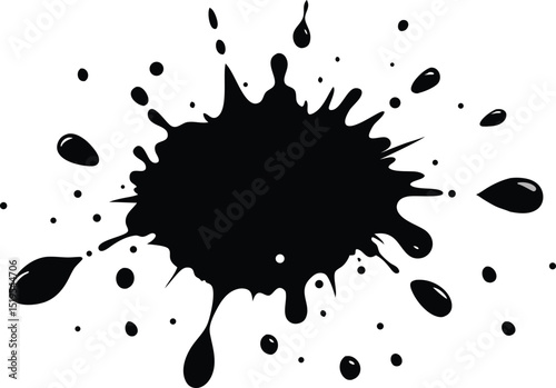 Black and White Ink Splatter Art.