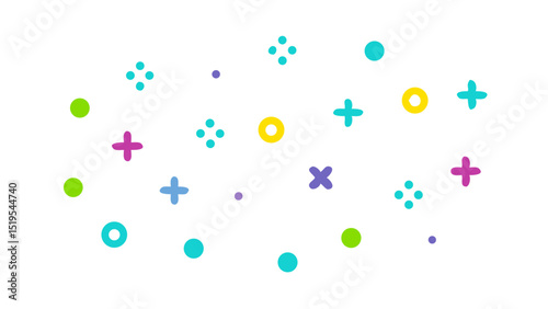 Colorful abstract shapes create a playful and vibrant pattern on a white background inviting creativity and imagination