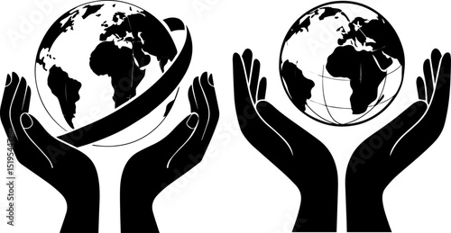 Hands Holding World Globe: Global Responsibility and Environmental Protection Concept