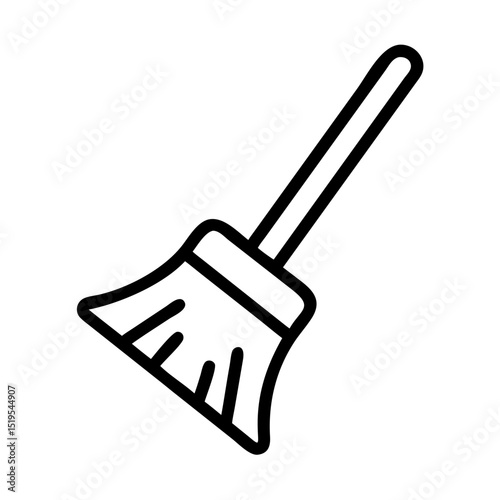 Broom stands ready for cleaning tasks in a simple and minimalist design, showcasing functionality for household chores