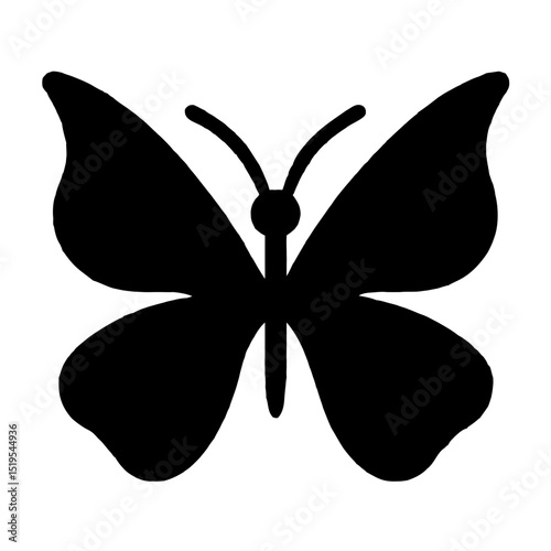 Elegant black butterfly silhouette with extended wings showcasing natural beauty in a minimalistic design