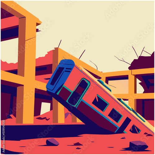 Derailed Train in a Collapsed Urban Environment