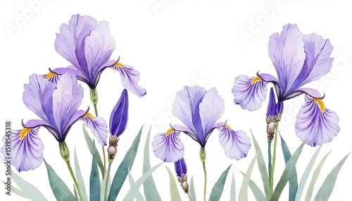 Purple Iris Watercolor Painting