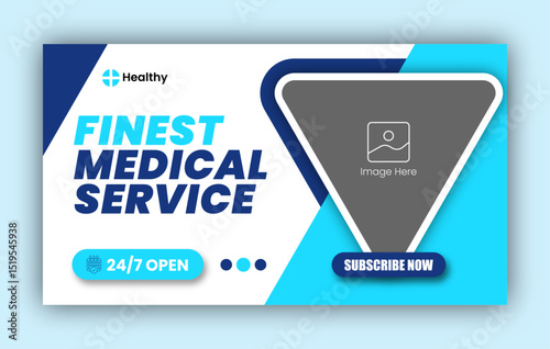 Medical health care YouTube thumbnail cover design or medical web banner design template