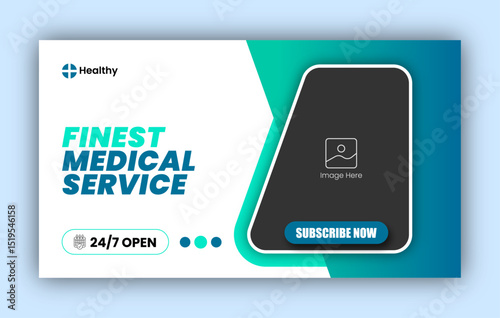 Medical health care YouTube thumbnail cover design or medical web banner design template