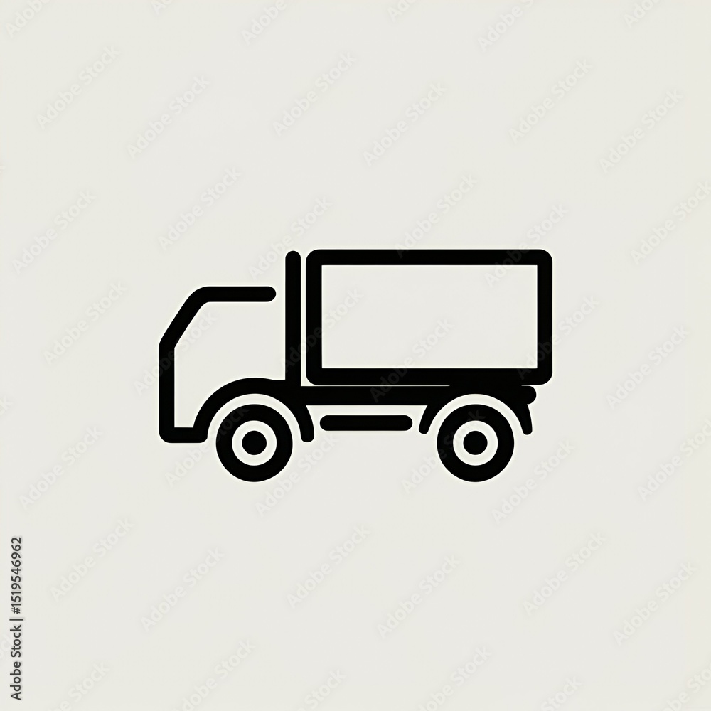 Outline cargo truck icon with simple geometry. Suitable for logistics and delivery services Outline cargo truck icon with simple geometry. Suitable for logistics and delivery services