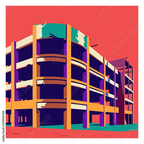 Unfinished Building in a Debris-Strewn Landscape